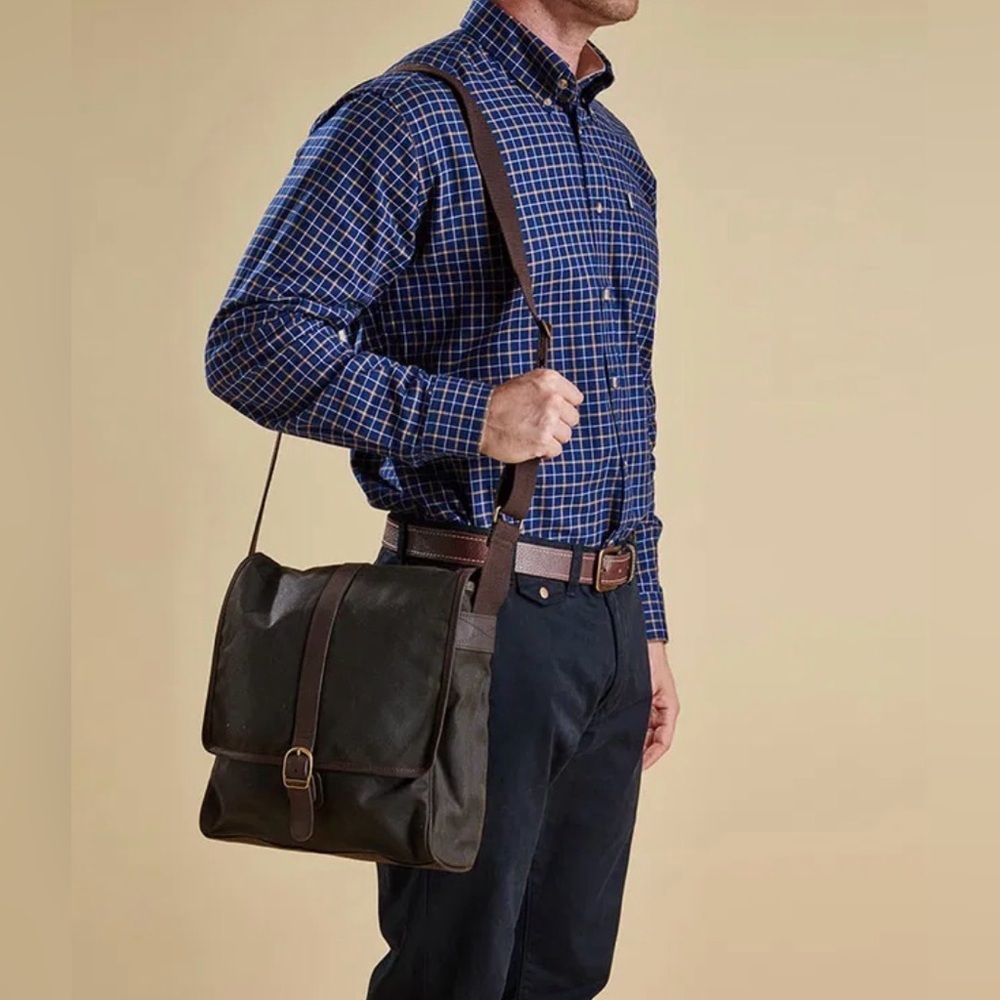 Barbour Waxed Leather Canvas Messenger/Mail Bag